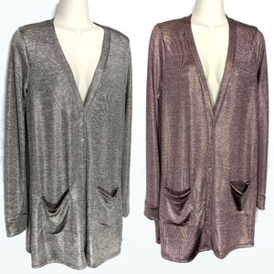 AGNES & DORA Longline Metallic Boyfriend Cardigan Sz M